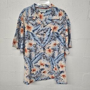 Caribbean‎ Men's Short Sleeve Button Up Pure Silk Floral Hawaiian Shirt Size 2XB
